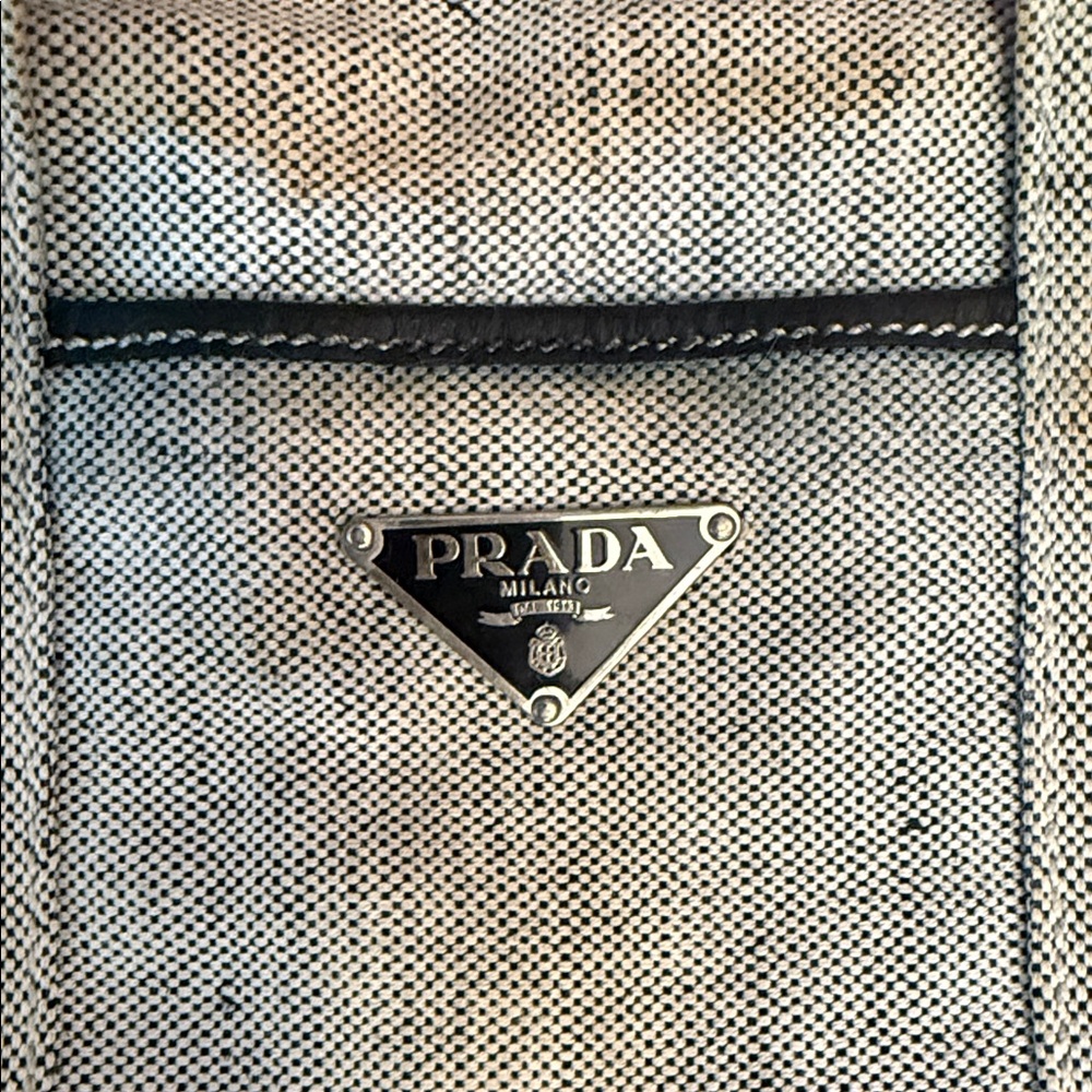 Prada Grey Mini Canvas Tote with Black Trim - Picture 11 of 13